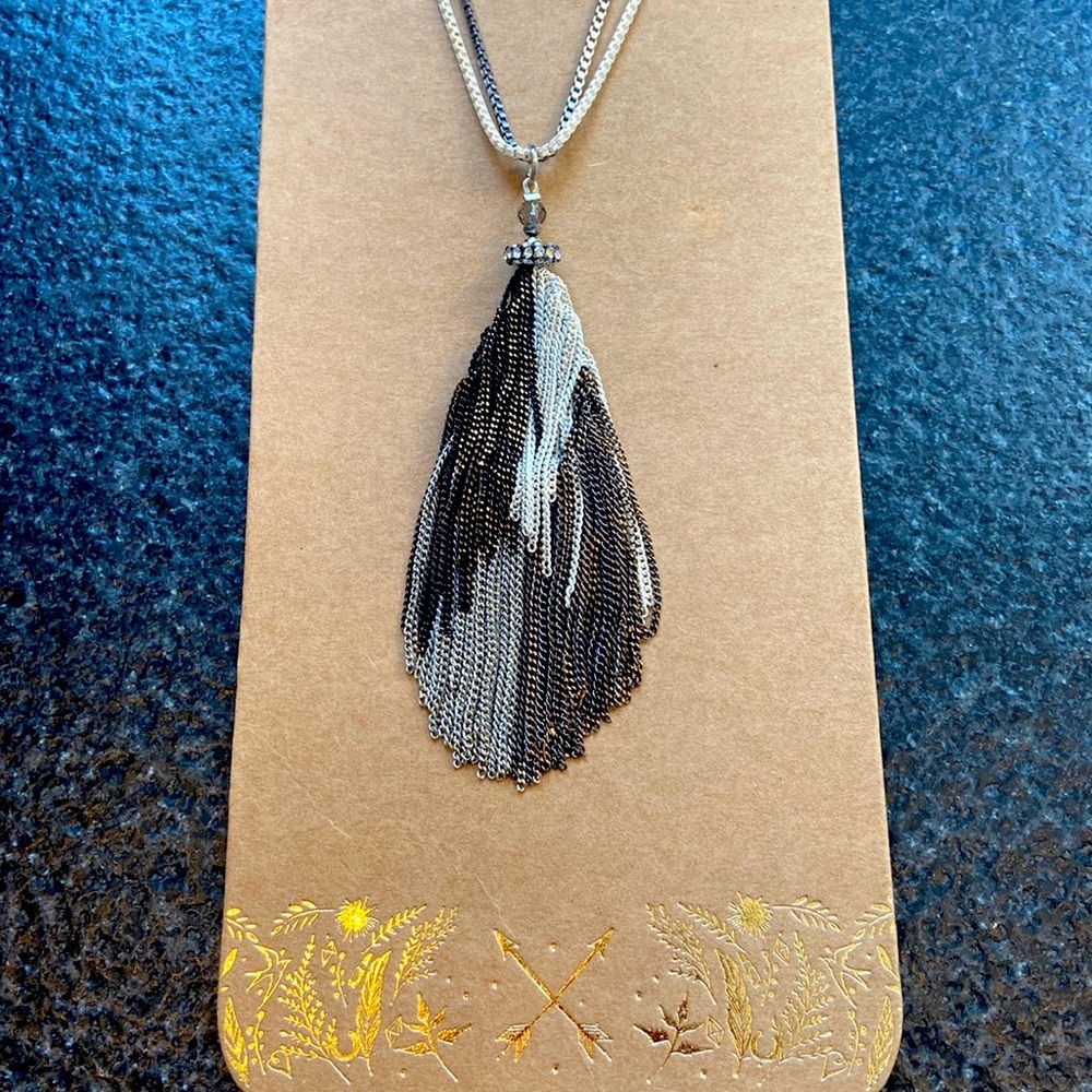Shiraleah Sadie Silver Tassel NWT necklace elegant mixed metals contemporary